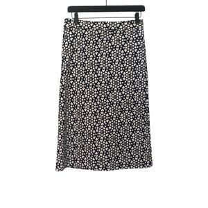 Boden Women’s 4R Navy Blue & Whte Heart Print Side Zip Midi Skirt with Pockets